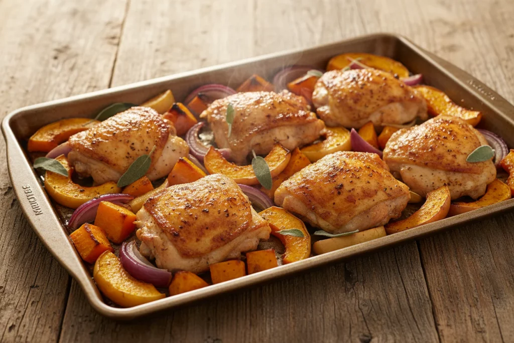 Sheet-Pan Garam Masala Squash, Apples, and Chicken